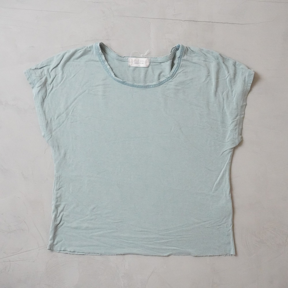 Altar'd State Womens Sage Green Short Sleeve Raw Hem Crew Neck Tee Shirt XS